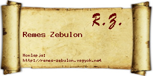 Remes Zebulon névjegykártya